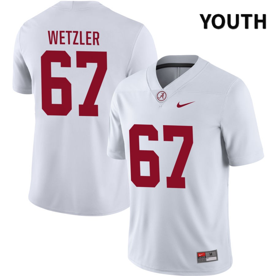 Alabama Crimson Tide Youth Braxton Wetzler #67 NIL White 2022 NCAA Authentic Stitched College Football Jersey GW16D30ZU
